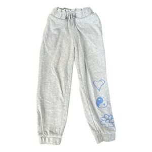 Wonder Nation Girls S Gray Jogger Sweatpants Heart Yin Yang Flower 90s Y2K Style